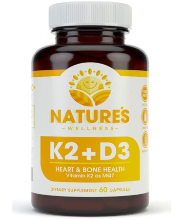 Vitamin K2 (mk7) with D3 Supplement for Best Absorption - 2-in-1 Support for Heart Health and Strong Bones | Vitamin D & K Complex | D3 5000 IU + K2 100 mcg | GMO & Gluten Free - 60 Count