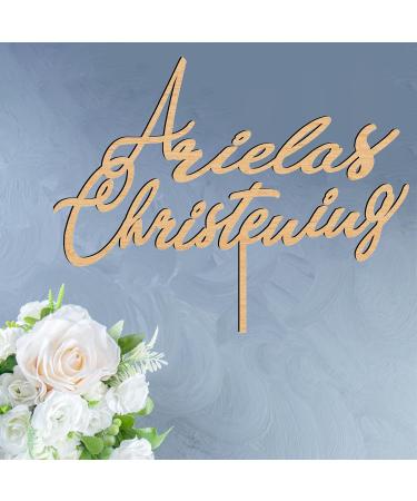 Personalize Pro Customised Christening Wooden Cake Toppers Personalised With Any Name Baptism Baby Name Christening Name First Communion Rustic Wood Cake Decorations Themed Party Supplies Design-2 - Buy Online on GoSupps.com