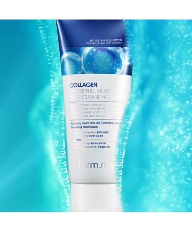 FARMSTAY Collagen Water Full Moist Deep Cleansing Foam - Foaming Facial Cleanser - Clears Dirt and Dead Skin - Deeply Moisturizing Face Wash - 6.08 oz - Buy Online on GoSupps.com