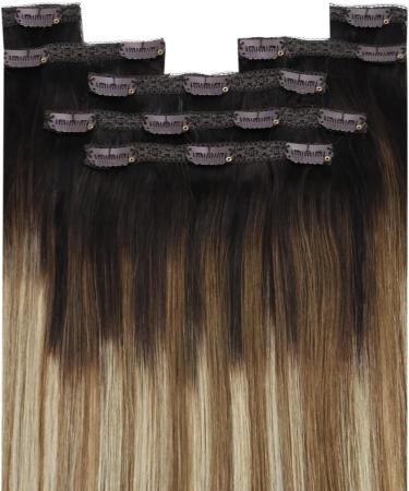 YoungSee Balayage Clip in Hair Extensions 14 Inch Hair Extensions Clip in Double Weft Dark Brown to Medium Brown with Blonde Clip in Human Hair Extensions Ombre 7 Pieces 120 Grams - Buy Online on GoSupps.com