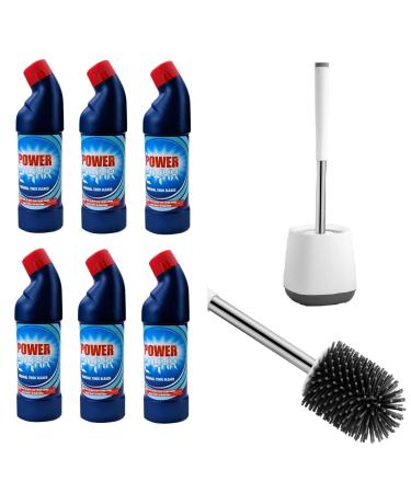 Power 24 Hour Original Thick Bleach Kills 99.9% Bacteria Pack of 6 With EMBO Silicon Toilet Brush