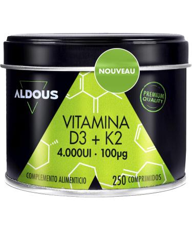 Vitamin D3 & K2 2000 IU | 250 Tablets | Vitamin K2 50mcg | Vitamin D Cholecalciferol | Vitamins for Immune System & Defenses | Muscles Bones | Improves Calcium Absorption
