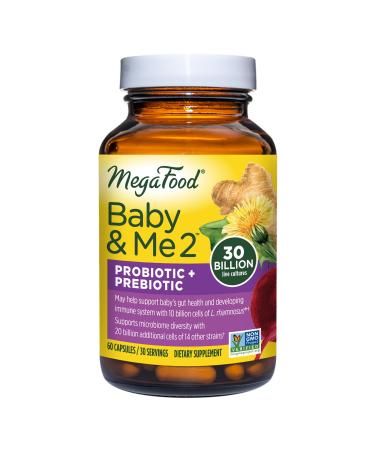 MegaFood MegaFlora for Baby & Me Probiotic Supplement for Mother and Child with 30 Billion CFU 30 Servings Capsules 60 Count (Pack of 1)