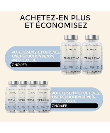 Zinc 25mg + Vitamine C - 3 Formes: Zinc Bisglycinate Picolinate Monomethionine Triple Zn Complement Alimentaire Haute Puissance Formule Spectre Complet - 180 Gelules - Buy Online on GoSupps.com