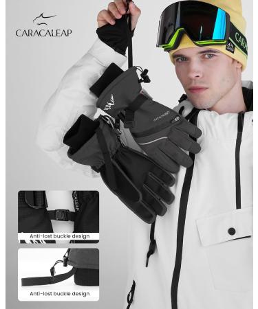 Caracaleap Ski Gloves for Men & Women - Waterproof Windproof Winter Snow Gloves - Black - Buy Online on GoSupps.com