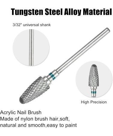 VOCOSTE Nail Drill Bits Set for Acrylic Nails 0.5 Inch Professional Tungsten Nail File Bits Nail Art Tools Manicure Pedicure Shapen Remove Tools Green - Buy Online on GoSupps.com