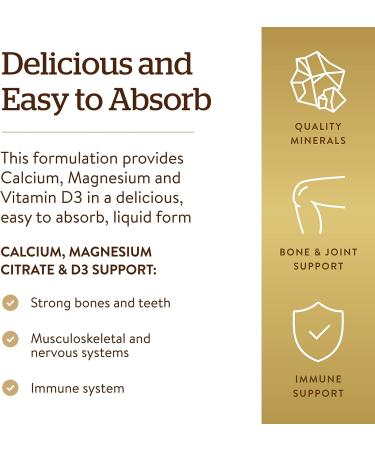 Solgar Liquid Calcium Magnesium Citrate with Vitamin D3 16 oz - Blueberry Flavor | Supports Bone & Teeth Health | Gluten-Free, Dairy-Free, Kosher - Buy Online on GoSupps.com