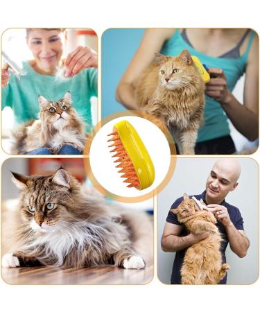 Cat Steamy Brush 3 In 1 Steamy Cat Brush Cat Spray Massage Comb with Water Tank Multifunctional Cat Grooming Brush for Massages Spray Steam Cat Hair Brush for Removing Tangled and Loose Hair (Yellow) - Buy Online on GoSupps.com