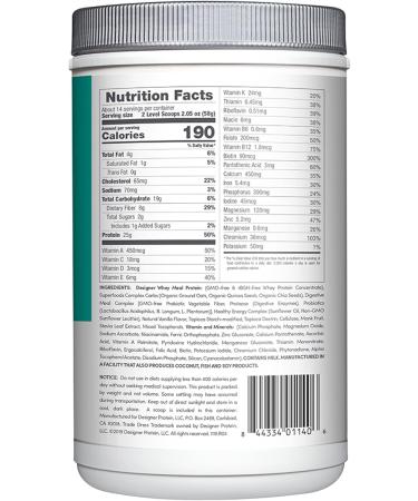 Designer Wellness Whey Protein Meal Replacement Powder - Organic Superfood Gluten-Free Vanilla Bean 1.72 lb - Buy Online on GoSupps.com