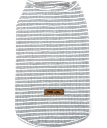 Zweitea Striped Dog Shirt for Small Dogs & Cats - Soft Cotton Summer Tank Top - Gray - Size M - Buy Online on GoSupps.com