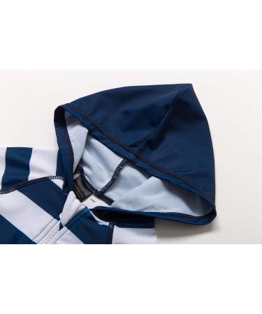 Bonverano Baby Boys Swimsuit - UPF 50+ Full-Zip Hoodie One Piece Swimwear 12-18 Months | Hooded White Stripe - Buy Online on GoSupps.com