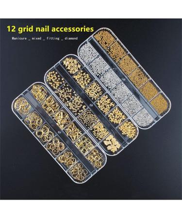 Fashion 3D Decoration Mixed Style Metallic Decor Gold Moon Star Beads Rivet Studs Mix Metal Nail Art Decoration(06) Style06 - Buy Online on GoSupps.com
