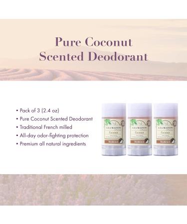 A La Maison Coconut Aluminum Free Deodorant (Pack of 3) - 2.40 oz Natural Deodorant for Women and Men - Buy Online on GoSupps.com