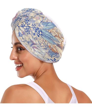Buy Flowers and Plants Dry Hair Cap Set - 2 Piece Quick Drying Towel with Button Headband | Super Absorbent & Soft - Buy Online on GoSupps.com
