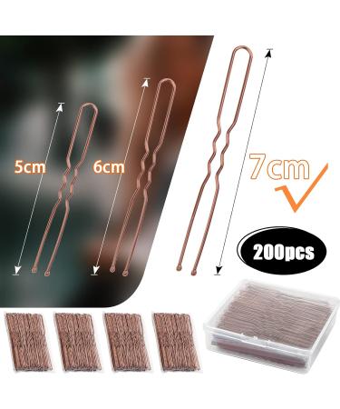 Mbsomnus 200pcs Brown U-Shaped Hair Pins Set with Storage Box - Long Bobby Pins for Thick Hair Styling and Weddings - Hair Grips for Women and Girls - Buy Online on GoSupps.com