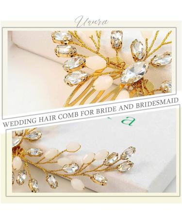 Unicra Bride Wedding Hair Comb Crystal Hair Piece Bridal Hair Accessories for Women and Girls (Gold) - Buy Online on GoSupps.com