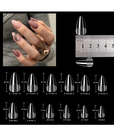 500 Pieces Short Almond Nail Tips Set | Clear Full Cover Acrylic Nails for Gel & DIY Nail Art | 12 Sizes for Studios - Buy Online on GoSupps.com