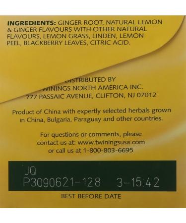 Twinings of London Lemon & Ginger Herbal Tea Bags - 25 Count (Pack of 1) - Buy Online on GoSupps.com