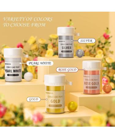 Nomeca Edible Cake Paint - Food Grade Metallic Paint for Cake Decorating 15g Food Coloring Baking Fondant Gumpaste Chocolate Candy Cookie (Sliver)) 7.5 ml (Pack of 2) - Buy Online on GoSupps.com