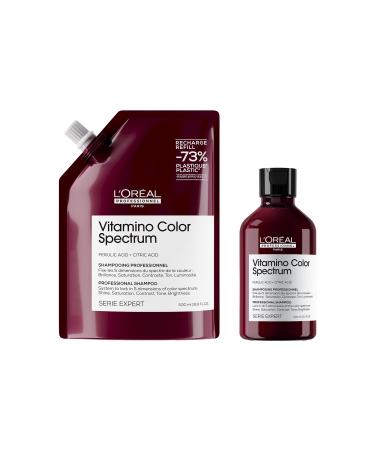 LOr al Professionnel Routine for colored hair set Shampoo 300ml and refill 500ml Color protection for a brilliant shine With Ferulic acid and Citric acid Vitamino Color Spectrum