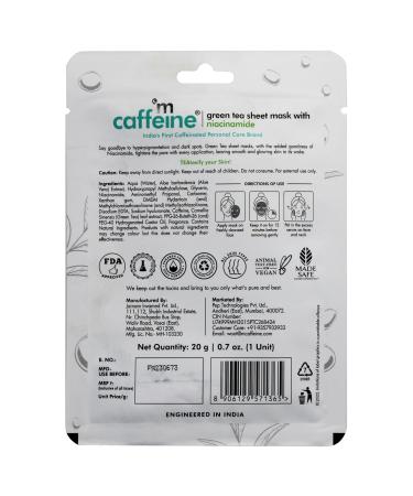 Shop mCaffeine Green Tea Sheet Mask with Niacinamide - Hydrating & Refreshing Skincare for All Skin Types | International Shipping Available - Buy Online on GoSupps.com