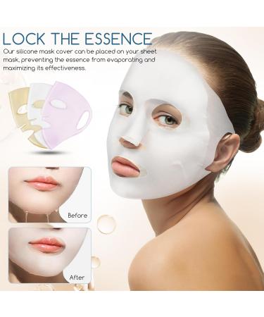 Sewroro Lot de 3 Masques en Silicone R utilisables Facial Tailles Universelles Couleurs Blanc Or et Rose Masques Hydratants pour Soins du Visage Domicile Salon Protection - Buy Online on GoSupps.com