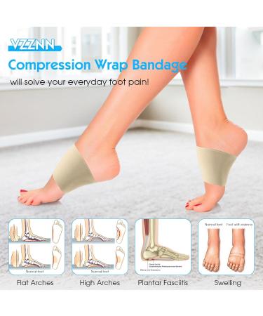 4 Pair Plantar Fasciitis Relief Arch Support - Gel Pads & Compression Sleeves for Flat Feet (Men & Women Size L White) - International Shipping Available - Buy Online on GoSupps.com