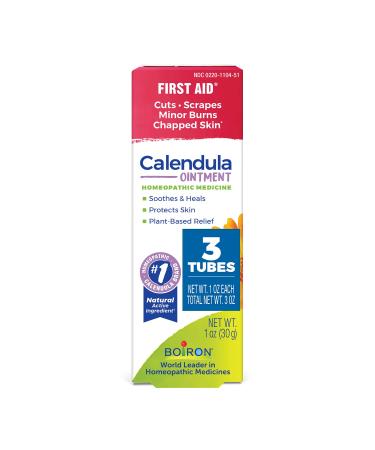 Boiron Calendula Ointment for Relief from Minor Burns, Cuts, Scrapes, and Insect Bites - 3 oz (3 Pack of 1 oz)