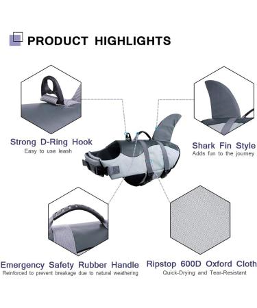 Buy Cit toile Dog Life Jacket - Lightweight & Safe Water Sports Vest for Small to Large Dogs | Reflective Handle Shark Design - Buy Online on GoSupps.com