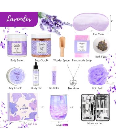 13pcs Lavender Bath Gift Set for Women - Mother's Day & Birthday Gifts - Self Care Kit with Wine Tumbler - Relaxing Spa Kit for Mom, Sister, Wife, Girlfriend - Buy Online on GoSupps.com