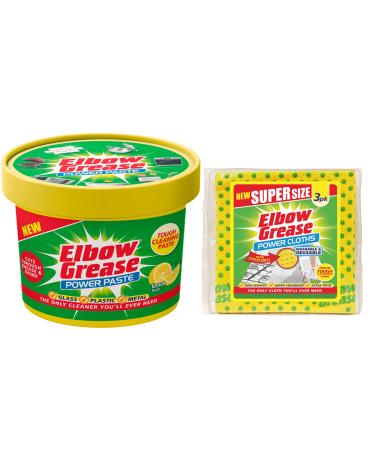 Elbow Grease All Purpose Power Paste 350 G Powerful Cleaning Formula for Kitchen Bathroom Multi- Surfaces - with 1 Pack Elbow Grease Power Cloth Elbow Grease Power Paste + Power Cloth