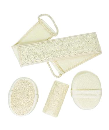 LOYY 1 Pcs Natural Exfoliating Loofah Luffa Sponge & 1 PCS Loofah Back Scrubber & 2PCS Loofah Pad for Removing Dead Skin  No Bleaching & Eco Friendly Skin Care for Shower SPA for Men and Women
