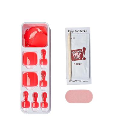KISS imPRESS Fruity Candy Deep Red Pedicure Fake Toenails Kit | Square Shaped Press-On Nails with Prep Pad, Mini Nail File, Cuticle Stick | 24 Fake Nails - Buy Online on GoSupps.com
