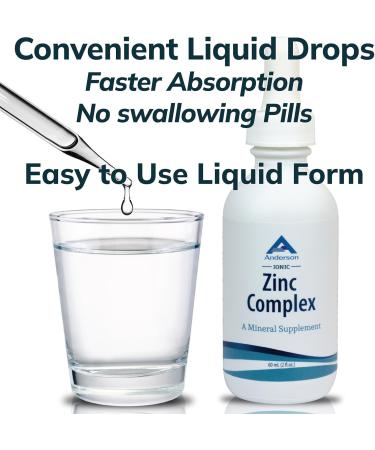 Anderson Ionic Zinc Complex, Liquid Drops for Immune Support, 15mg Zinc Sulfate per Serving, Balanced Trace Mineral Dietary Supplement for Women, Men, 60 Servings, 2oz Bottle - Buy Online on GoSupps.com