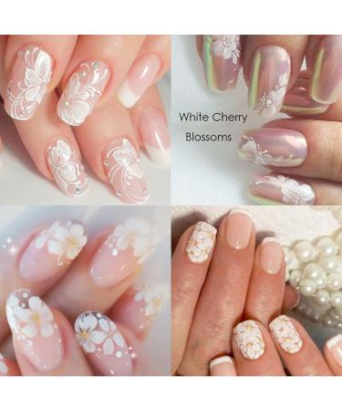 White Flower Nail Art Stickers - 3D Self Adhesive Cherry Blossom Design - Manicure DIY Decoration - 4 Sheets - Buy Online on GoSupps.com