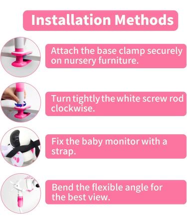 SHUNSRSW Baby Monitor Holder - Baby Camera Mount Compatible with Most Baby Monitor Cameras - Pink - Buy Online on GoSupps.com