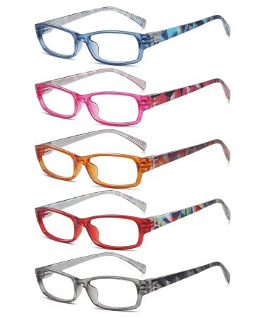 Eyekeper 5 Pack Reading glasses for women without a metal design screwless spring hinges reading aid for women without metal design 3.5 diopters