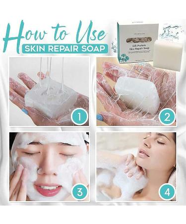 Silk Protein Skin Repair Soap | Goat Milk & Oil Control Cleansing Soap | Natural Skin Lightening & Acne Moisturizing Bar (1 Pcs - Buy Online on GoSupps.com