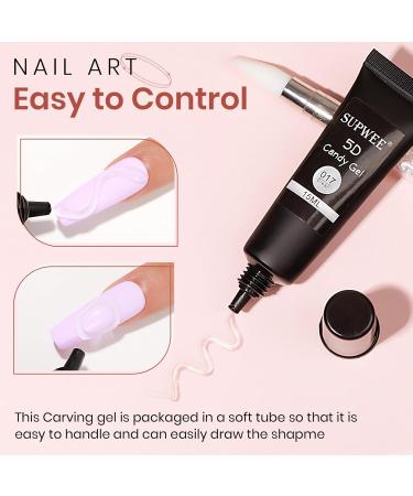 SUPWEE 3D Sculpture Gel Clear Nail Carving Gel for Nail Art Molding Gel DIY Nail Painting Carved Gel Nail Polish 5D Embossed Candy Gel Nail Decoration Manicure 15g 017 - Buy Online on GoSupps.com