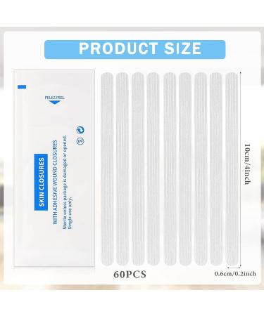 Timgle 60 Skin Closure Strips - 1/4 x 4 Inch Adhesive Strips for Cuts & Sutures - 12 Packs of 5 | International Shipping Available - Buy Online on GoSupps.com