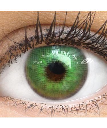 Colored Monthly Contact Lenses - Cagliari Green - Soft Hydrogel 0.0 Dioptria Includes Lens Container - 2 Pieces - Buy Online on GoSupps.com