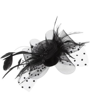 OUHO Ladies Fascinator Hat with Flowers Mesh & Feathers - Elegant Headpiece for Party Church Wedding & Cocktails - Black Hair Accessory - Buy Online on GoSupps.com