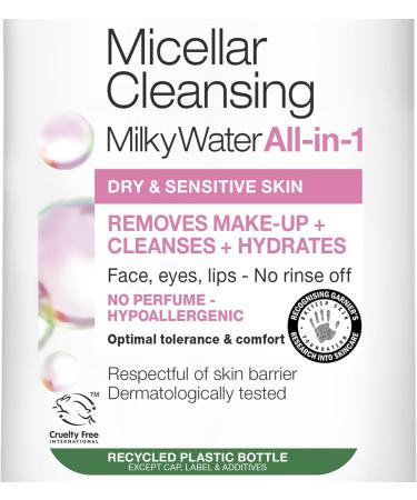 Garnier Micellar Cleansing Water for Dry Skin 400ml - Fragrance-Free Face Cleanser & Makeup Remover | British Skin Foundation Approved | Use with Reusable Micellar Eco Pads - Buy Online on GoSupps.com