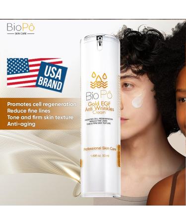 EGF Gold Anti-Aging & Anti-Wrinkle Cream Reduces Fine Lines Firms Skin Promotes Cell Regeneration with Retinol Collagen & Hyaluronic Acid 50 ml Made in USA - Buy Online on GoSupps.com