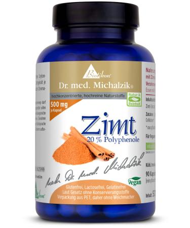 Ceylon cinnamon Dr.med.Michalzik - per capsule 500mg cinnamon + 20% polyphenols - the finest extract from the real Ceylon.