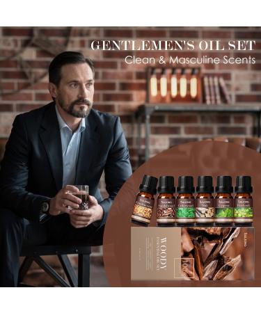 Men's Essential Oils Set - 6 Manly Fragrance Oils for Home Diffusers - Frankincense, Teakwood, Sandalwood, and More - Aromatherapy & Candle Making - Buy Online on GoSupps.com