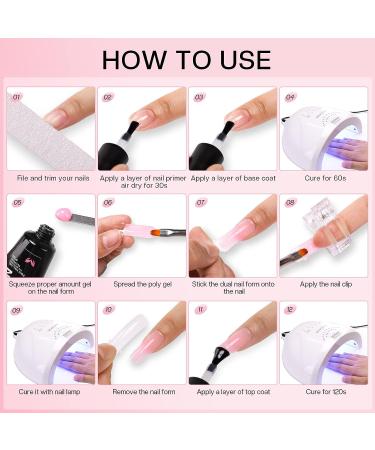 Morovan 30ML Poly Gel Nail Kit - Professional 4 Colors Gel Extension Set with Base & Top Coat - Large Capacity Poly Nail Gel Kit for Beginners - Buy Online on GoSupps.com