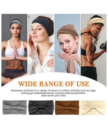 4 Pack Women's Elastic Headbands - Fashionable Boho Hair Bands in Leopard Print & Solid Colors - Buy Online on GoSupps.com