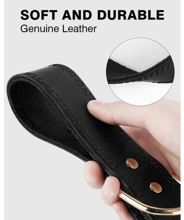 Joytale Leather Dog Collar with QR ID - Durable & Adjustable for Medium Dogs (30-39cm) - Soft Real Leather - Stylish Black - Buy Online on GoSupps.com