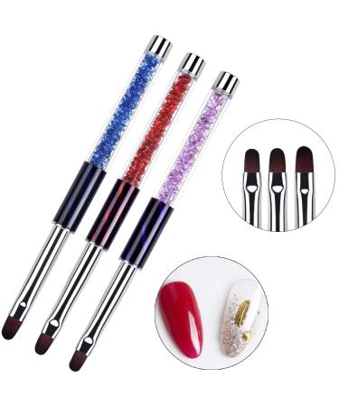 Ycyan 3Pcs Oval Gel Nail Brush Set - Rhinestone Handle Nail Art Tools for Polygel & UV Builder Gel Nails - Sizes 6/8/10 - Buy Online on GoSupps.com